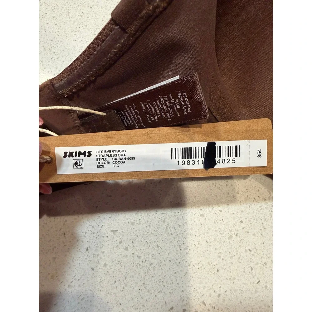 NWT Skims Womens Fits Everybody Strapless Bra Cocoa 36C - Picture 5 of 6